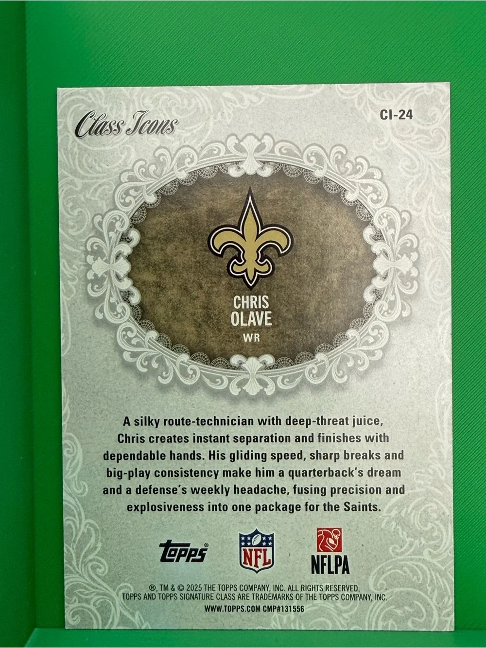 Topps Green and Gold Chris Olave Card Back